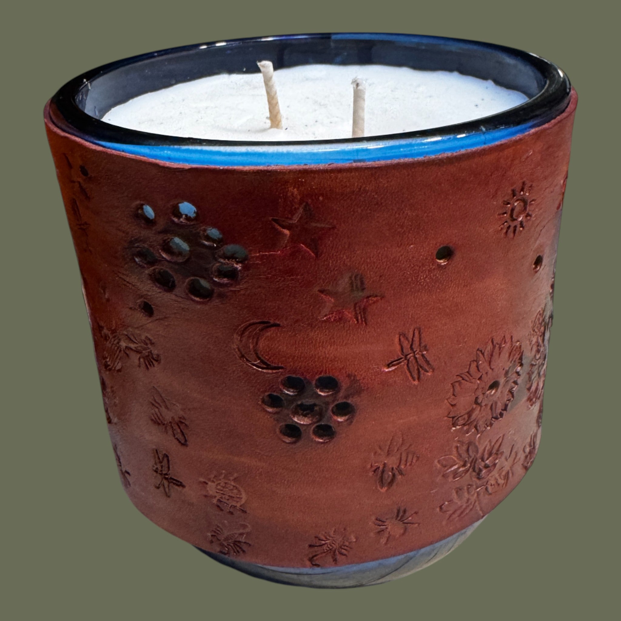 Leather wrapped candles