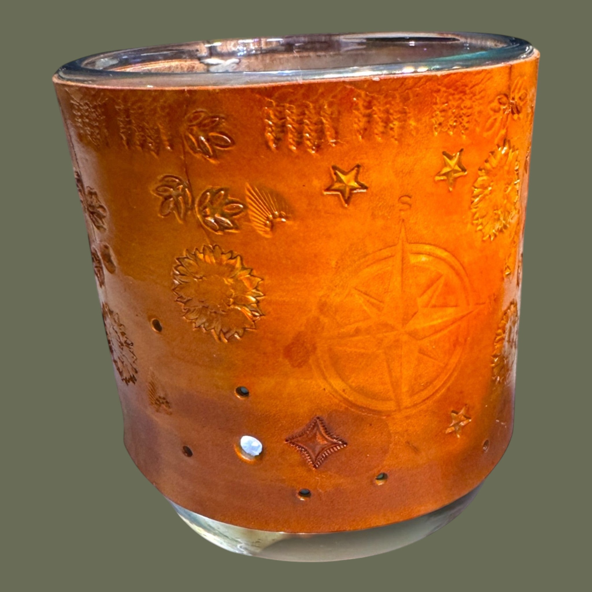 Leather wrapped candles