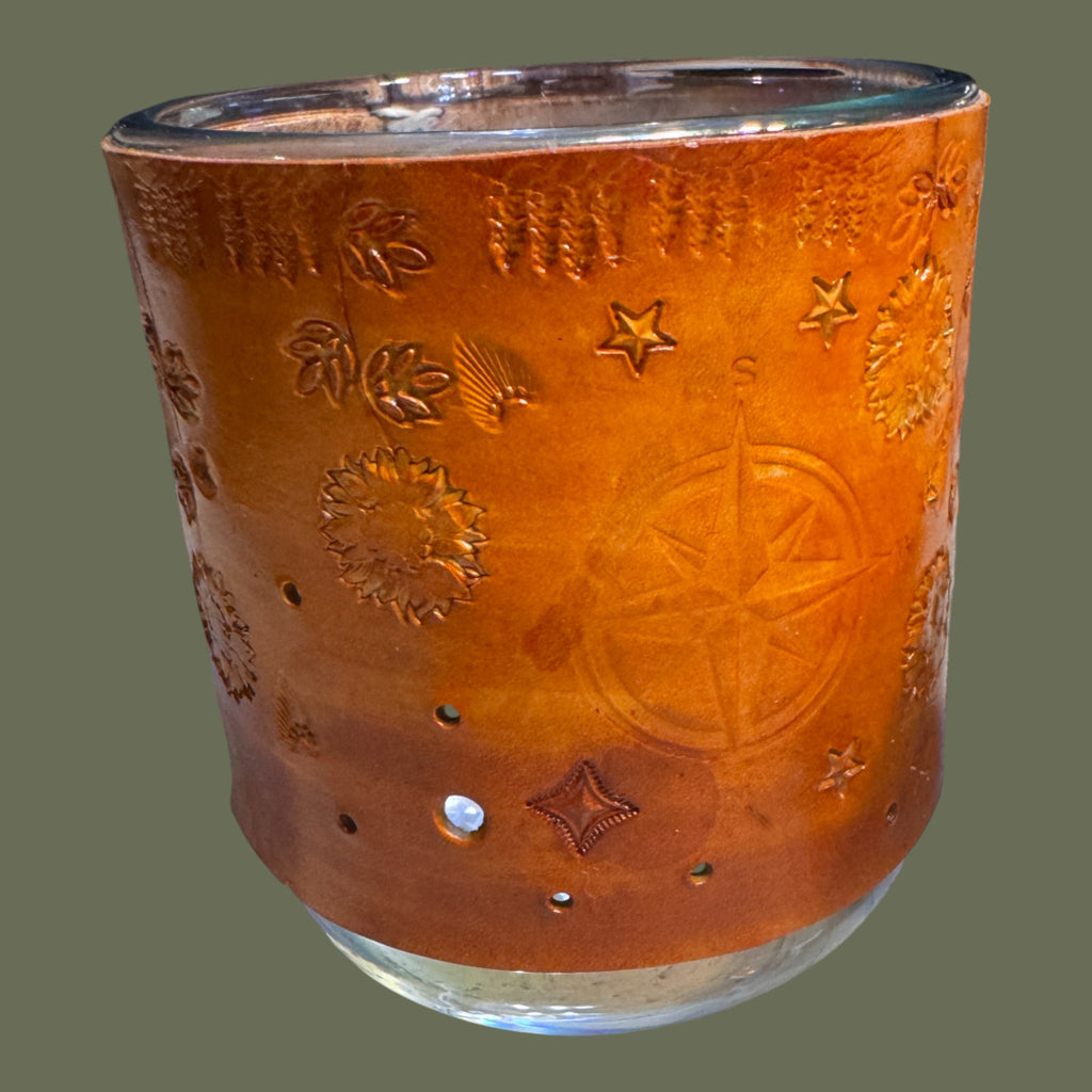 Leather wrapped candles