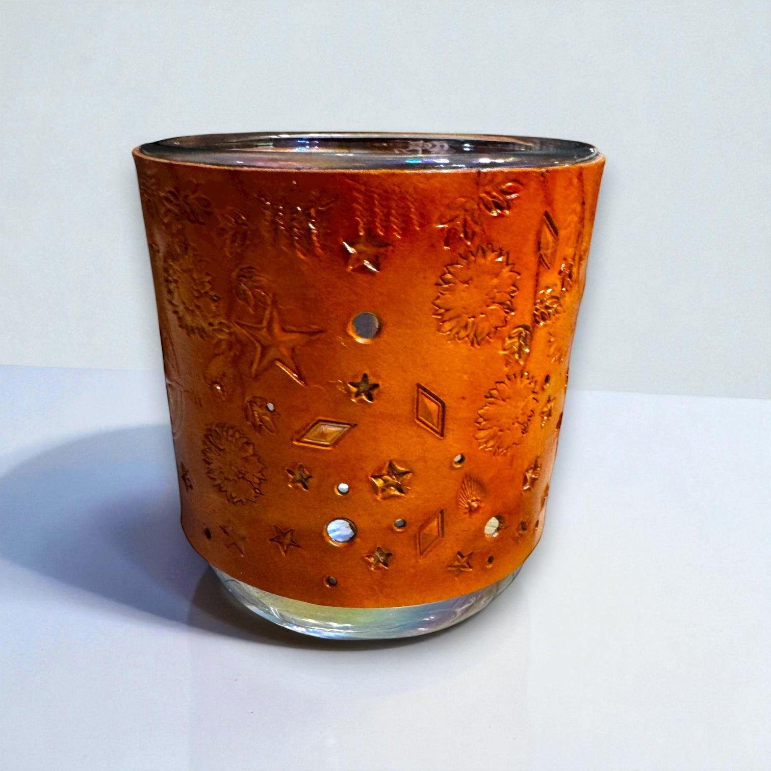 Leather wrapped candles