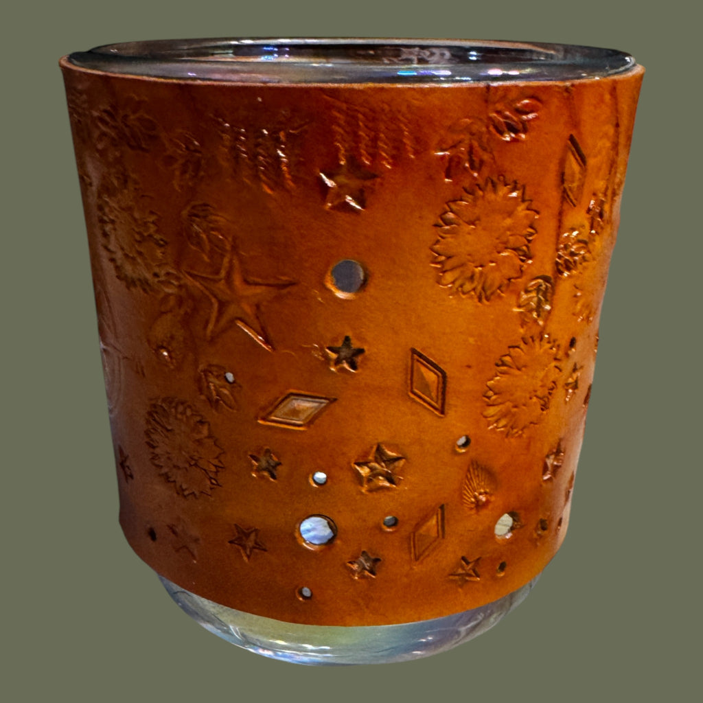 Leather wrapped candles