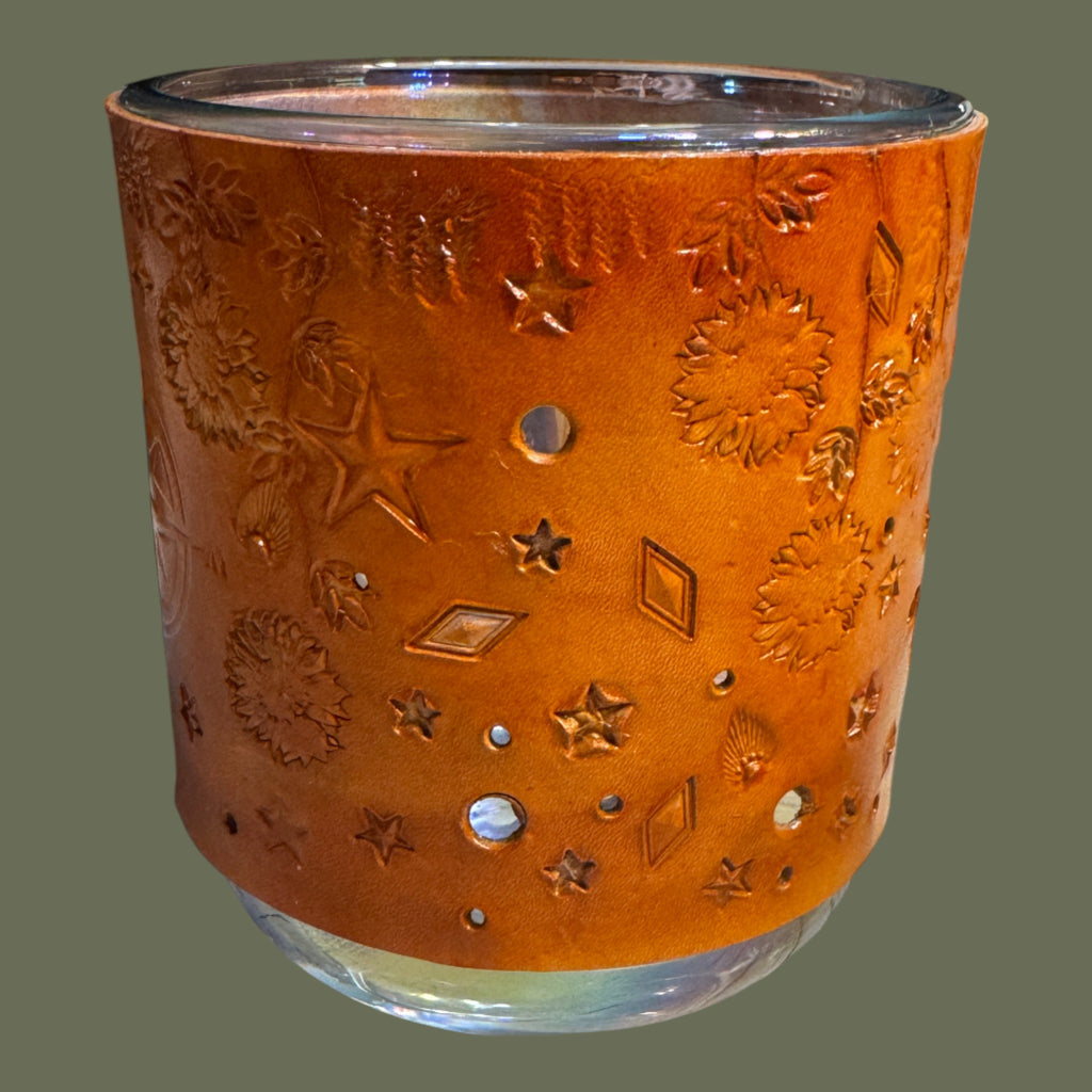 Leather wrapped candles