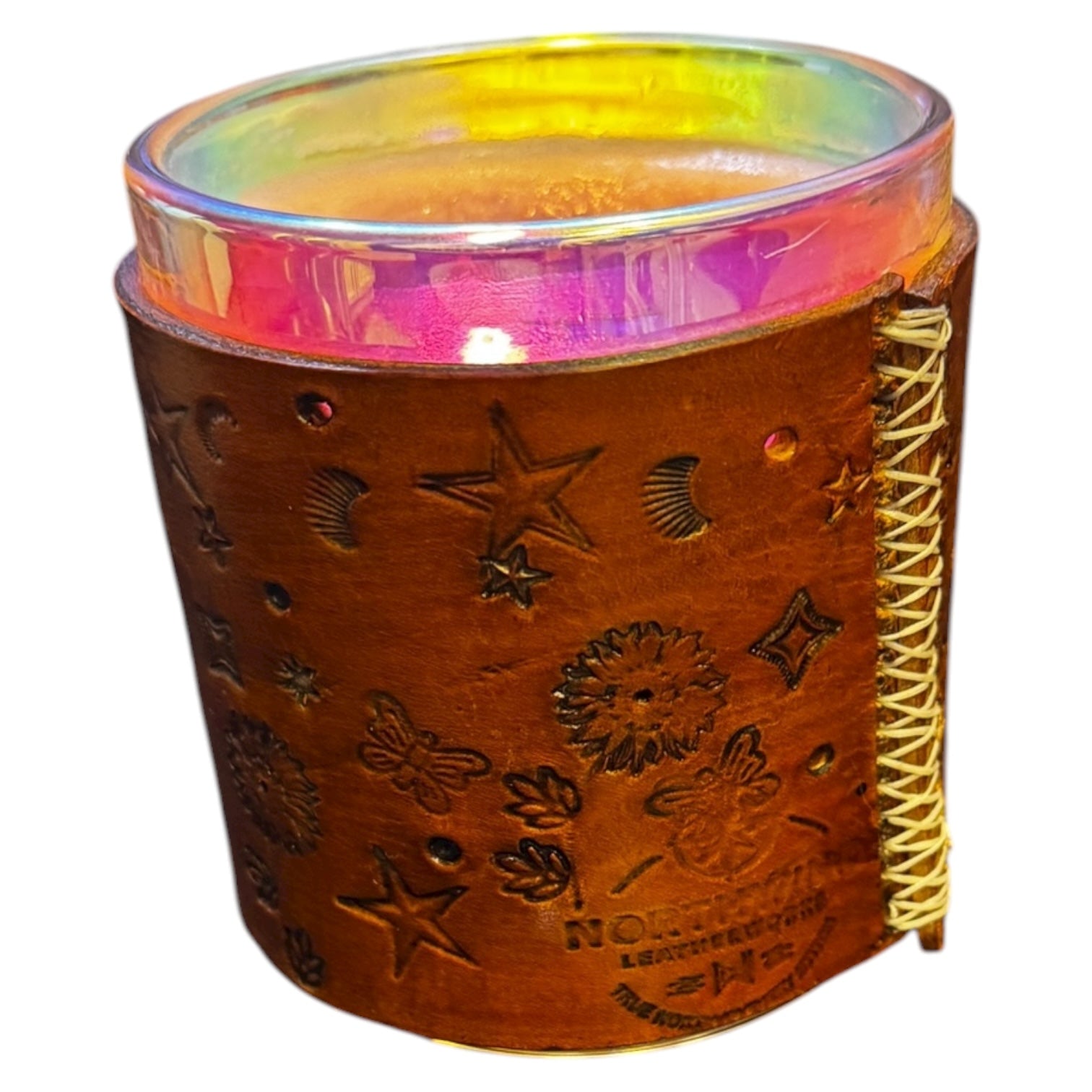Leather wrapped candles
