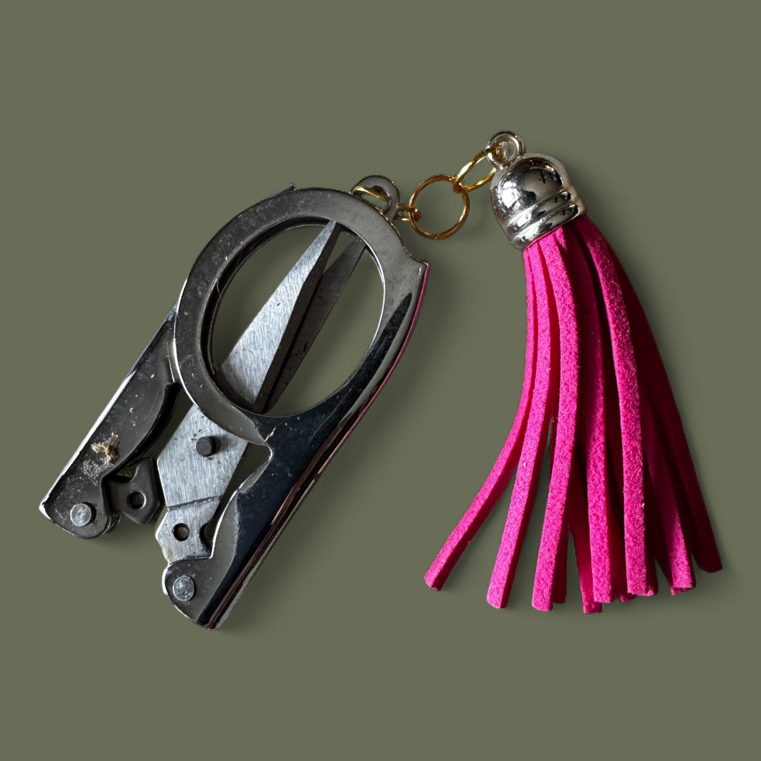 Genuine Leather Mini Scissors keyring