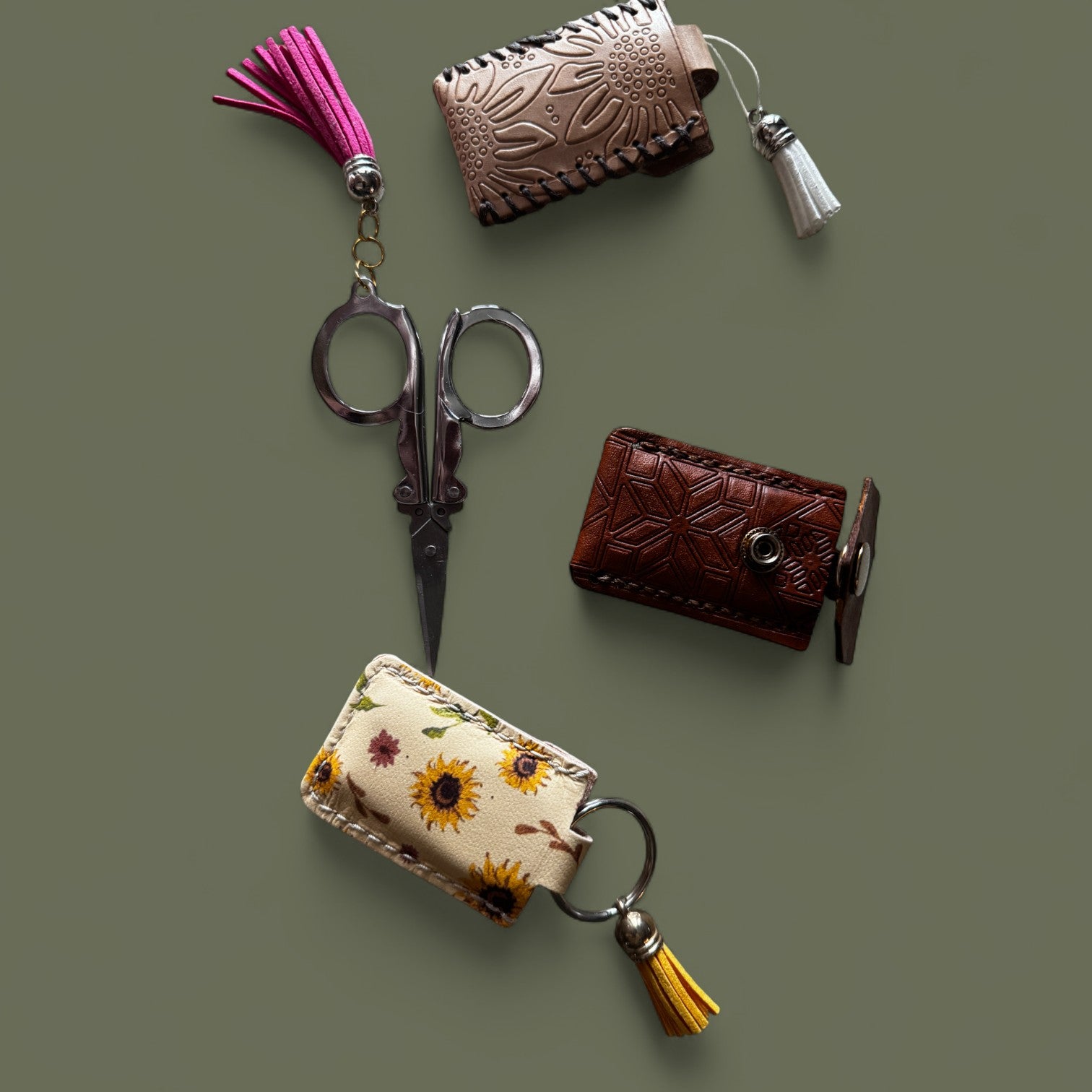 Genuine Leather Mini Scissors keyring