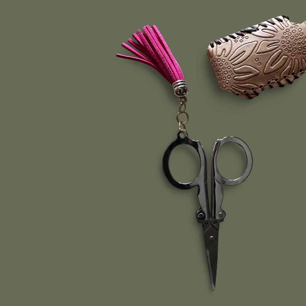 Genuine Leather Mini Scissors keyring